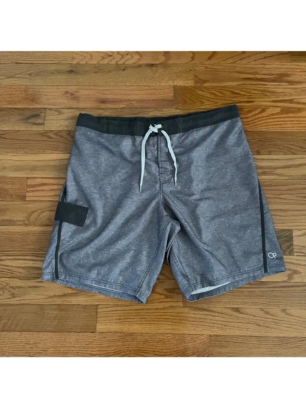 OP Ocean Pacific Mens 2XL Swim Trunks Board Shorts Gray Black Drawstring
